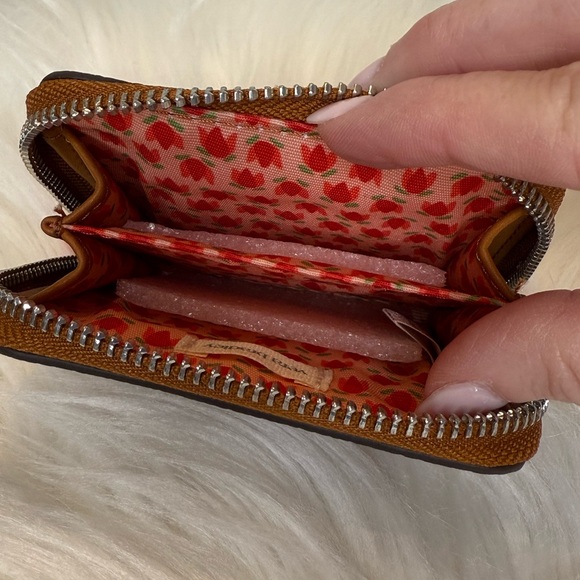 NWT Vera Bradley Faux Leather Zip Wallet w/Heart Appliqué | Cognac & Coral | NEW - Picture 13 of 14